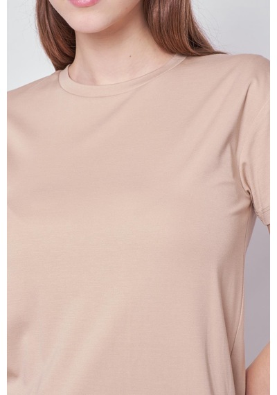 Jument Kadın Sıfır Yaka Kırışmaz Span Karışımlı Şık Kısa Kol Likralı T-shirt Bluz-koyu Bej K.bej Jument Kadın Sıfır Yaka Kırışmaz Span Karışımlı Şık Kısa Kol Likralı T-shirt Bluz-koyu Bej K.bej