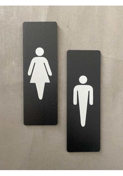Siyah Mdf Serisi Wc Kadın&erkek Set Yönlendirme Levhası