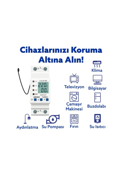 Tomzn Hiking Sıcaklık Korumalı Voltaj Ve Akım Koruma Rölesi 80a Dahili Kontaktör Elektrik Bekçisi