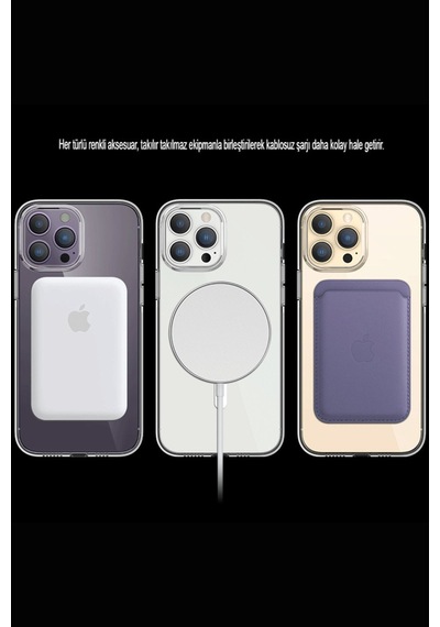 Newface Apple Uyumlu iPhone 15 Pro Max Kılıf Tron Şeffaf Magsafe Kapak - Şeffaf Şeffaf