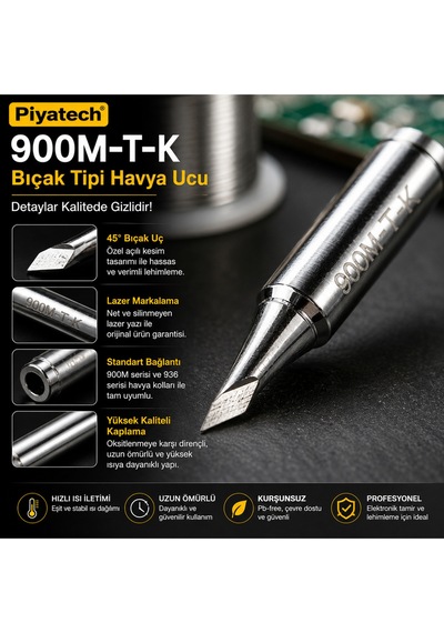 900m-t-k Bıçak Tipi Havya Ucu 936 Uyumlu Kurşunsuz Profesyonel Lehim Ucu