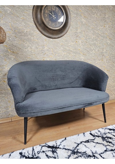 Zafir İkili Teddy Siyah Boyalı Sivriltme Ayak Çay Seti Koltuk İkili Berjer , Balkon, Salon, Ofis Füme