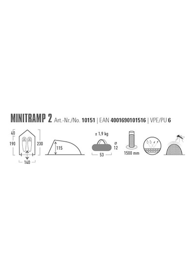 High Peak Minitarp 2 Kişilik Çadır Beyaz - Kırmızı