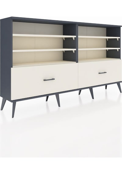Arges Konsol 6 Raflı 2 Çekmeceli 176x30x99 Antrasit-aytaşı Antrasit-aytaşı