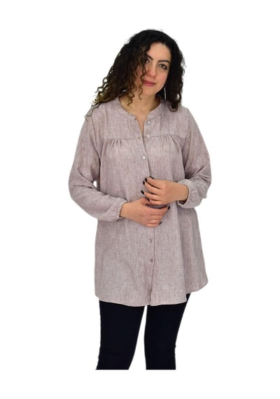 Baglan Kadın Kol Lastikli Bluz Bgl-st04645 VİZON
