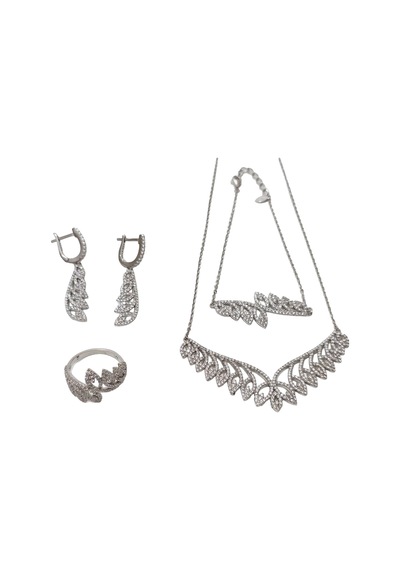 Zirkon Taşlı 925 Ayar Gümüş Rodyumlu Takı Seti 23-28 Gram 004