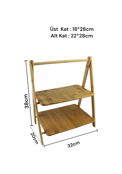 2 Katlı Bambu Stant, Baharat Stantı, Çok Amaçlı Mutfak Rafı