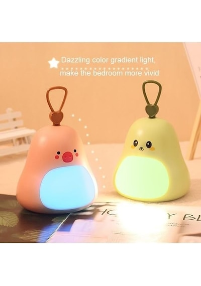 Avokado Tasarımlı Gece Lambası 3 Kademeli Işık Ayarı, Rgb Atmosfer Modu, Usb Şarjlı, Taşınabilir Silikon B Çok Renkli 64987893