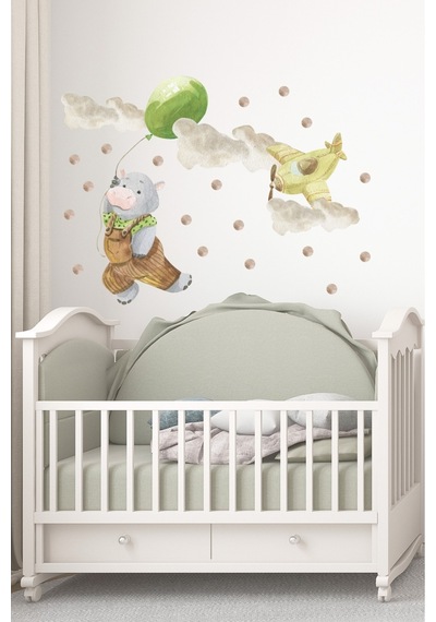 Uçak Ve Hayvan Temalı Çocuk Odası Sticker Seti