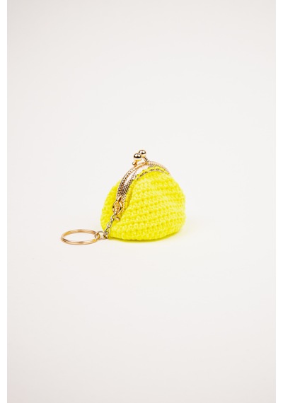 Fabric Craft Bag Mini Bozuk Para Cüzdanı Anahtarlık Klipsli Limon Sarısı