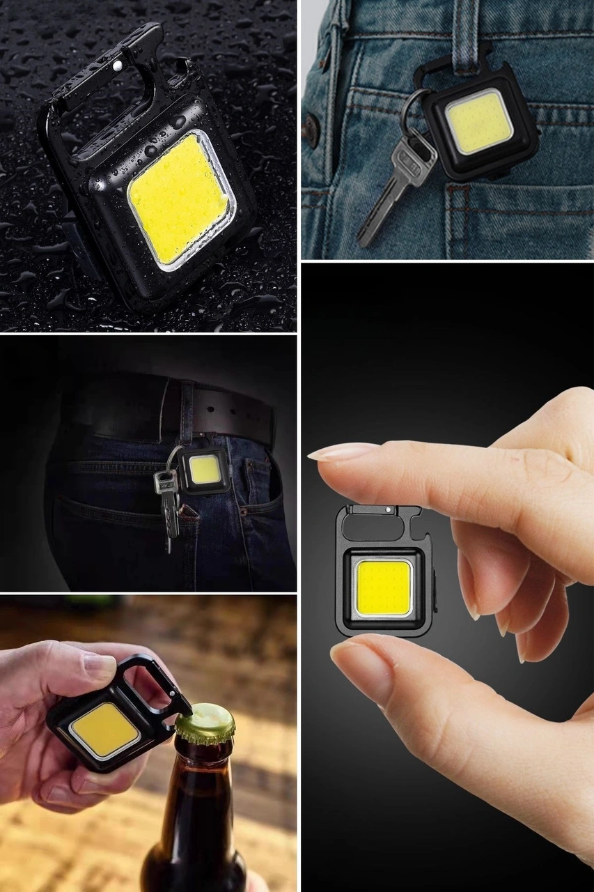 Anahtarlıklı, Açacaklı,güçlü Mıknatıslı 3 Farklı Led Modlu Mini Boy Asılabilen Led Kamp Aydınlatması,el Feneri Çok Renkli