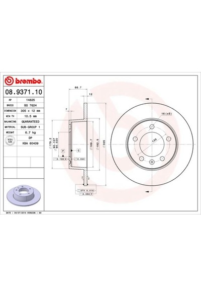 2 Adet- Brembo Arka Fren Aynası Renault Master Iı 00 Opel Movano 00 305x12x5dl 08937110 7700314107 4403045 4320600qaa