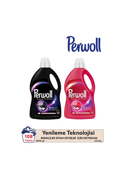 Perwoll Siyah & Renkli Hassas Sıvı Çamaşır Deterjanı 2.97l 2'li 2950 ML