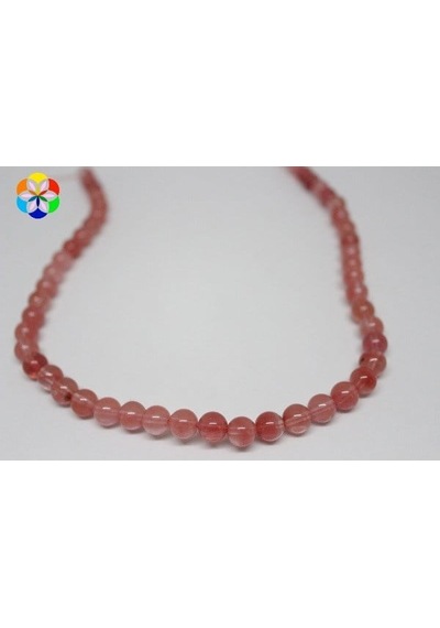 Gül Kuvars Taşı YARIM Dizi 8mm (18cm uzunluğundadır)