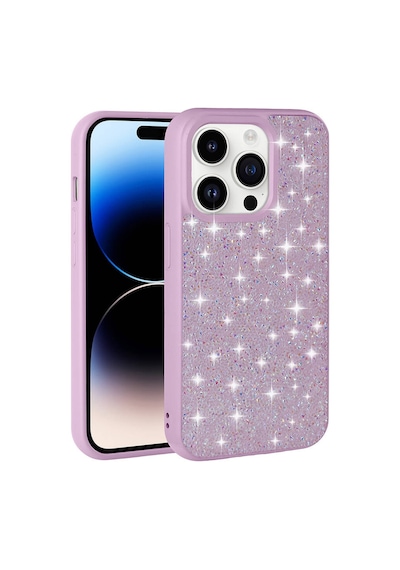 Zore İphone 14 Pro Max Uyumlu Parlak Taşlı Tasarım Pırlanta Ogaa Kılıf-pembe