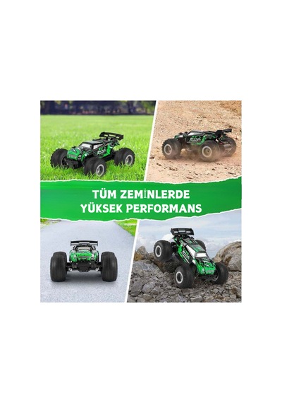 Oyuncak 2.4 Ghz Uzaktan Kumandalı Şarjlı Led Işıklı Drift Atan 15 Km Hız Off Road 45 Dk Batarya Yeşil