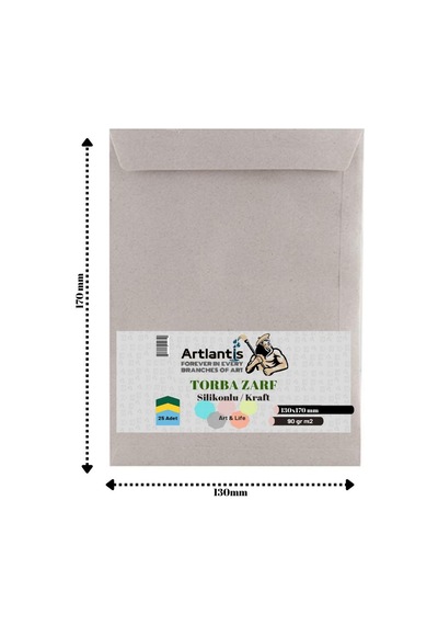 Torba Zarf 13x17 Cm Kraft 90 Gr Silikonlu 25'li 1 Paket Artlantis