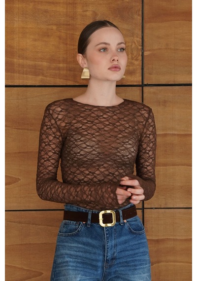 Verymoda Dantel Bluz F2092 Kahve
