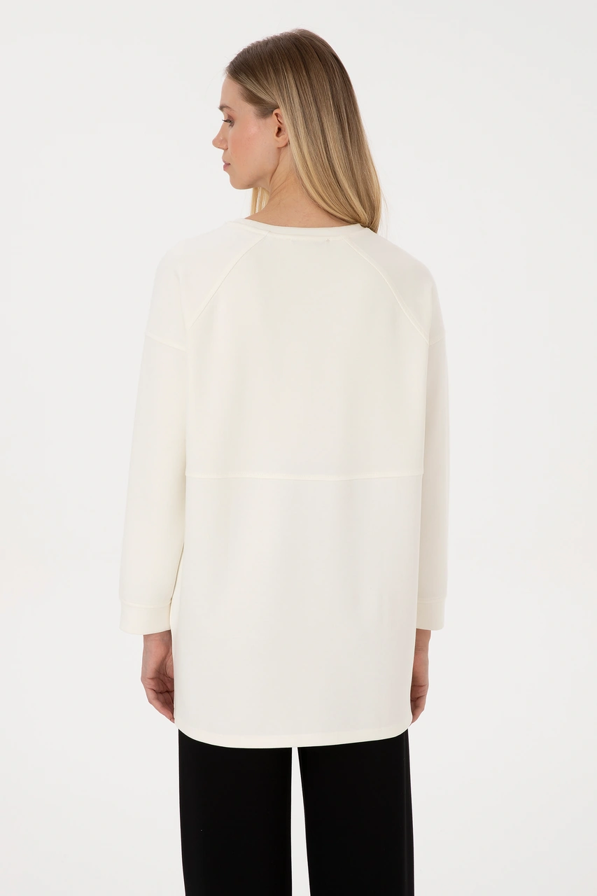 U.S. Polo Assn. Kadın Krem Uzun Bisiklet Yaka Sweatshirt 50315623-VR256
