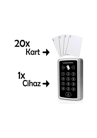 Tr Rfid Göstergeç Şifreli Kapı Kilidi - 20 Adet Proximity Kart