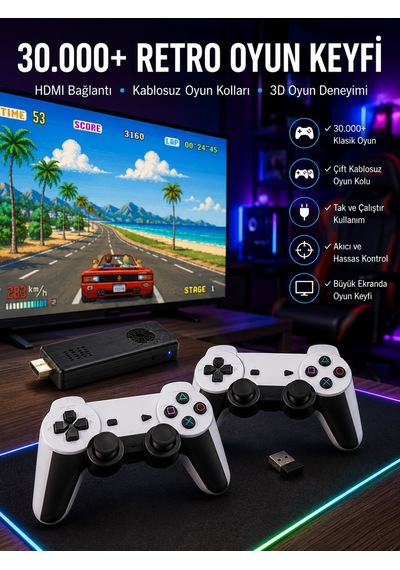 Joystick Çift Kollu Oyun Kolu Retro Oyun Yüksek Çözünürlüklü 3d Game Yeni Nesil 37703651
