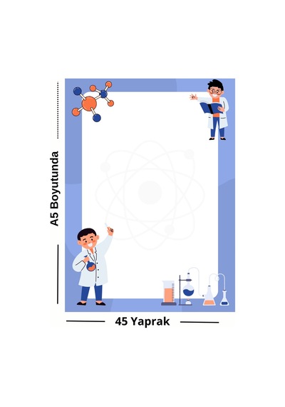Bilim Laboratuvarı Temalı A5 Not Defteri 45 Yaprak Çok Renkli
