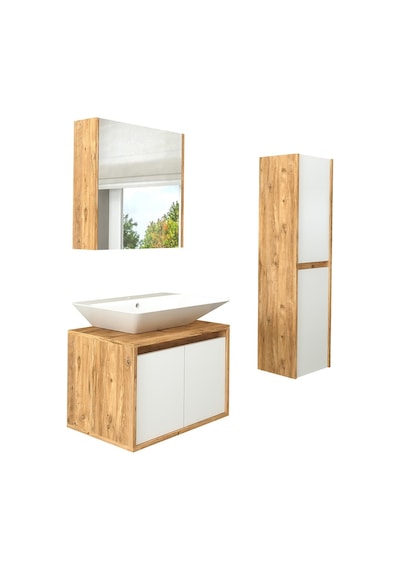 Banos Roomart Lavabolu Ahşap-Mat Beyaz Mdf 65 Cm Banyo Dolabı+A.. Beyaz