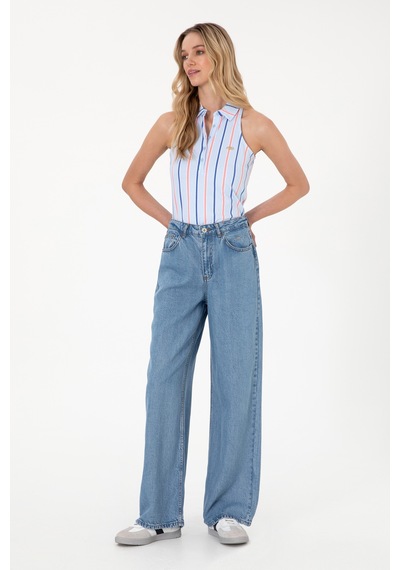 U.S. Polo Assn. Kadın Açık Mavi Loose Fit Jean Pantolon 50304321-DN0021