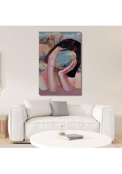 Tekli Dikey Kanvas Psikoloji Poliklinik Tablosu Düşünceli Kadın, 50 X 70 -