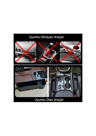 Oto Koltuk Arası Lüx Organizer Bardaklık Araba Koltuk Arası Bardak Tutucu Düzenleyici Sağ Ve Sol 2 Li Siyah Set Oto Bardaklık
