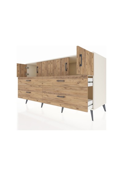 Kronos Konsol 2 Raflı 4 Çekmeceli 4 Kapaklı 176x59x99 Aytaşı-çam Aytaşı-çam