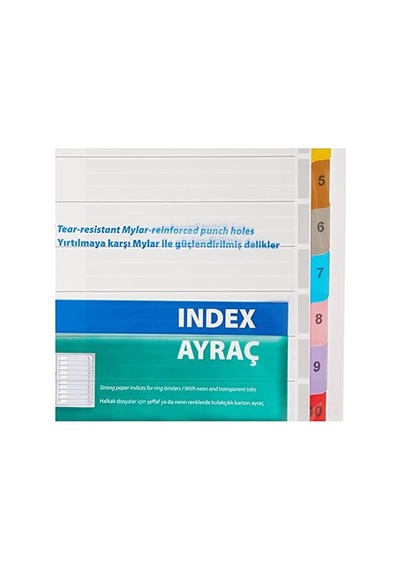 Karton Ayrac Klasik 1-10 Renkli Rakam A4