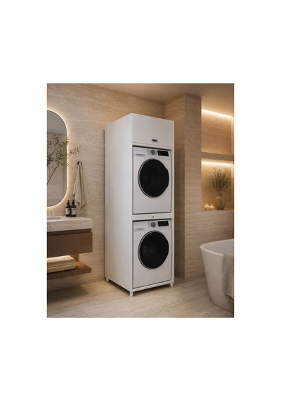Next Çamaşır&kurutma Makinesi Dolabı Mdf Beyaz Banyo Çok Amaçlı Dolap Beyaz - 883459221 Beyaz