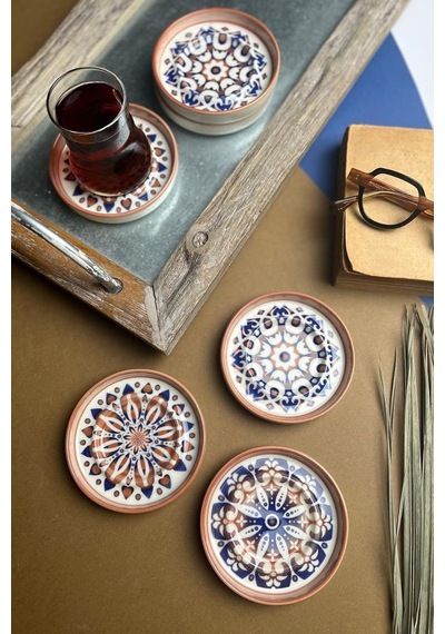 Tabakevi Tabak Evi Stoneware Mozaik Red Sefa 6 Lı Çay Tabağı 10cm Çok Renkli