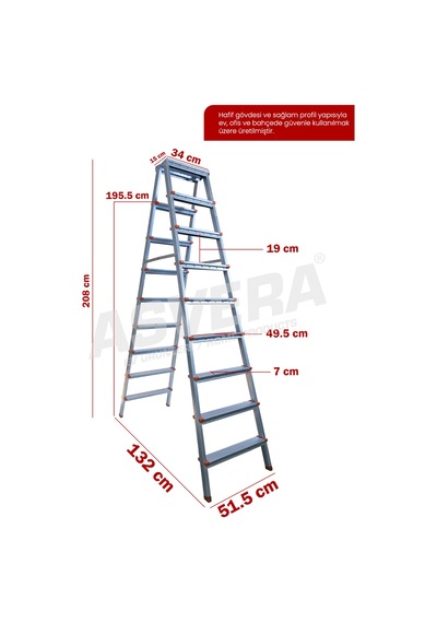 Asvera 9+9 Çift Çıkışlı Profil Merdiven