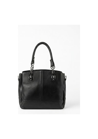Levano Leather Kadın Hakiki Deri Omuz Çantası Fermuarlı Geniş Hacimli Şık Deri Çanta Siyah