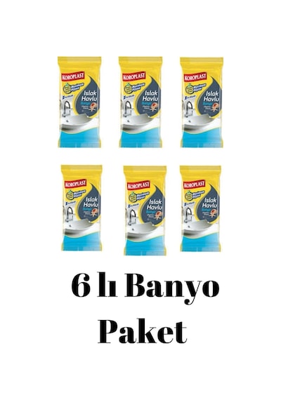 Koroplast Islak Havlu Banyo Okyanus Kokulu 6 Paket Xtra Büyük 30 Adet 20X30 Cm