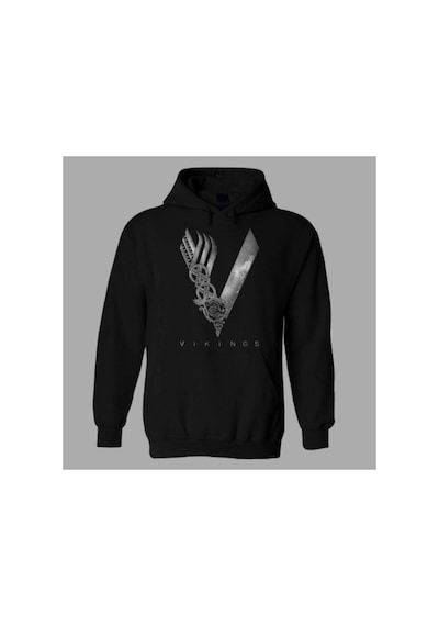 Tarzsokak Oversize Vikings Siyah Hoodie