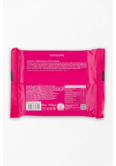 Patislove Çilekli Yoğurt Dolgulu Sütlü Çikolata, 100g