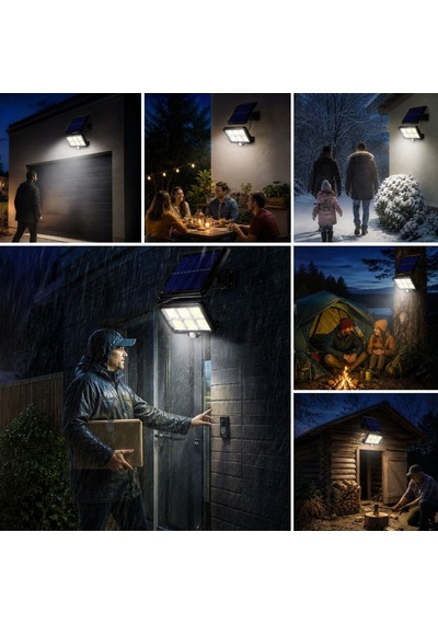 160 Led Solar Bahçe Aydınlatması, 6&apos Lı Güneş Panelli Led Lamba, 5 Metre Kablolu Ve Kumandalı 5570 Sarı