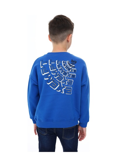 Toontoy Kids Toontoy Erkek Çocuk Relax Fit Bisiklet Yaka Düşük Omuz Baskılı Parçalı Sweatshirt - 2 İplik Saks Toontoy Kids Toontoy Erkek Çocuk Relax Fit Bisiklet Yaka Düşük Omuz Baskılı Parçalı Sweatshirt - 2 İplik Saks