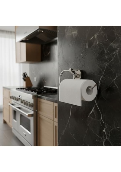 Krom Kağıt Havluluk Duvara Monte Vidalı Metal Kağıt Havlu Askısı 26 Cm, Parlak Krom Mutfak Aksesuarı