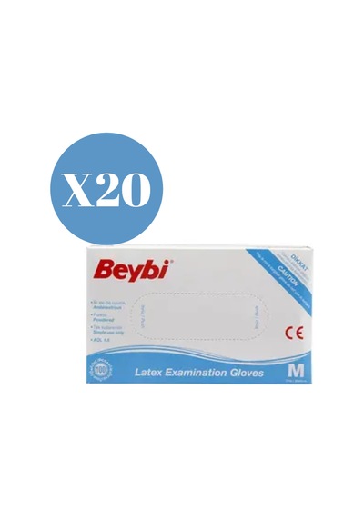Beybi Lateks Pudralı Muayene Eldiveni 20 x 100'lü