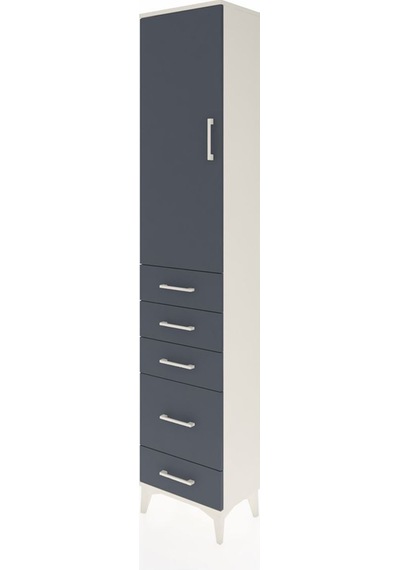 Arges Dolap 3 Raflı 5 Çekmeceli Tek Kapaklı 44x30x221 Aytaşı-antrasit Aytası