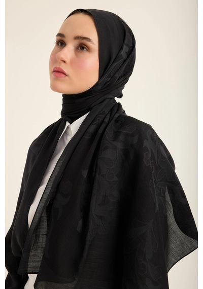Maisa Duru İpek Pamuk Tensel Şal 70 190 Cm - Siyah 1257