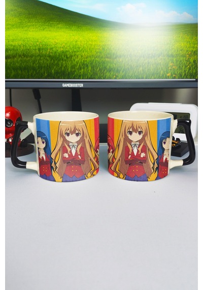 Toradora Anime Baskılı Seramik Lüks Kupa 1 Adet Özel Siyah Kulp Dalga Kulp V1d Çok Renkli