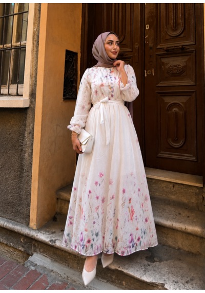 Efulim Womens Modal Tül Şifon Elbise Beyaz