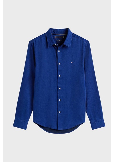 Tommy Hilfiger Sateen Indıgo Sf Shırt Erkek Mavi Gömlek - Mw0mw40498
