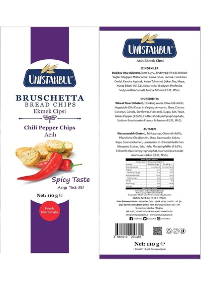 Unistanbul Bruschetta Biber Aromalı Ekmek Cips 110 G Diğer
