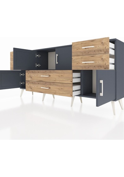 Arges Konsol Tek Raflı 6 Çekmeceli 4 Kapaklı 176x30x83 Antrasit-antrasit/çam Antrasit/çam Arges Konsol Tek Raflı 6 Çekmeceli 4 Kapaklı 176x30x83 Antrasit-antrasit/çam Antrasit/çam